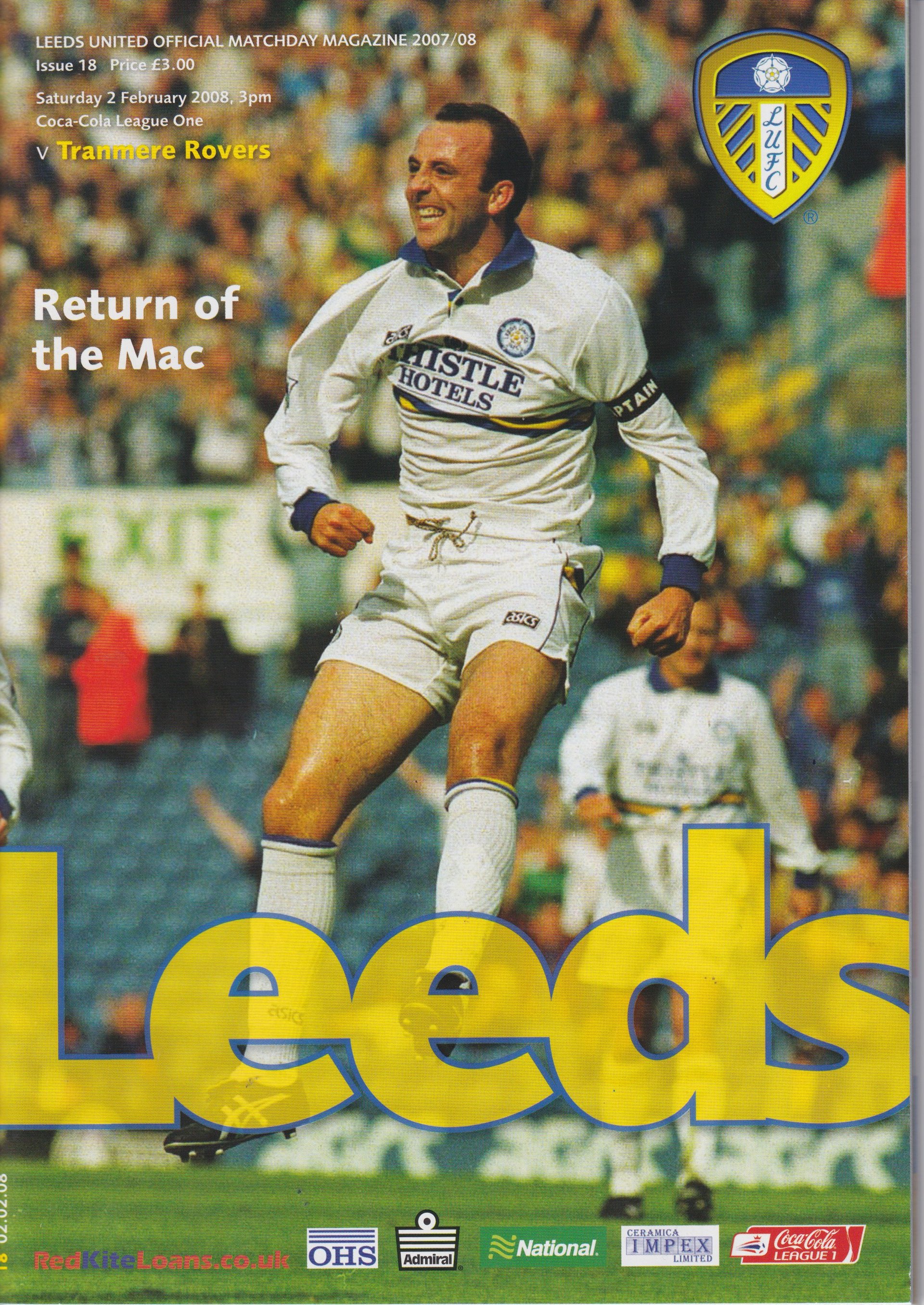 Leeds United v Tranmere Rovers match programme